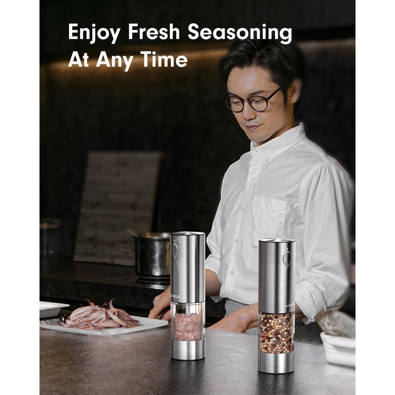 TOMEEM Upgraded Larger Capacity Electric Salt and Pepper Grinder Set