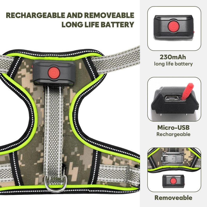 Light Up Dog Harness No Pull LED Harness, Escape Proof