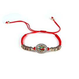 1pcs Red Knot Virgin Mary/Saint Benedict/Saint Jude String Bracelet Set Adjustable Cord Link Rosary Prayer Protection Medal for Women Lucky Catholic Religious Jewelry-Virgin Mary
