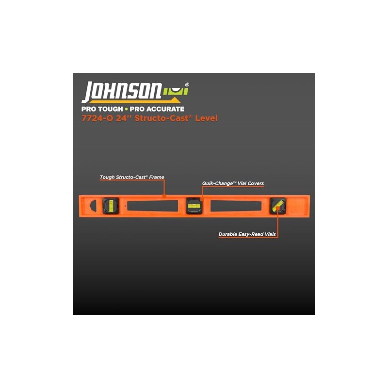 Johnson Level & Tool 7724-O Structo-Cast, 24", Orange, 1 Level