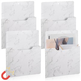 MotiMind 4 Pcs Magnetic File Folder Holder Wall Refrigerator Organizer Office Supplies Magnetic Paper Holder Storage for Document Mail Magazine Letters Notebooks Organization