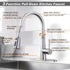 WOWOW Kitchen Faucet with Pull Down Sprayer, Stainless Steel Brushed