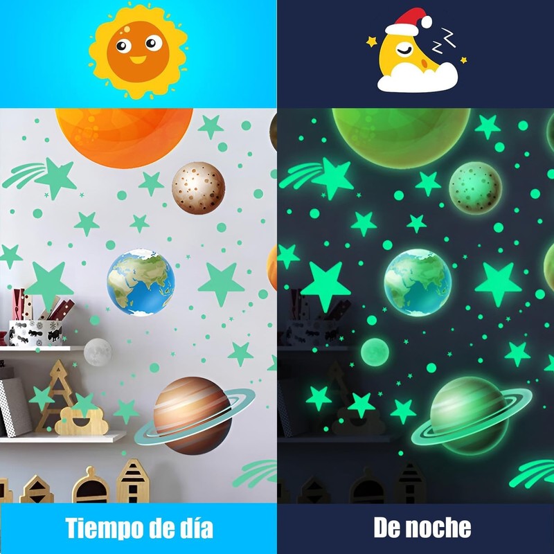 Estrellas Fluorescentes para Techo, 849 pzas Reutilizables y Autoadhesivas, Estrellas