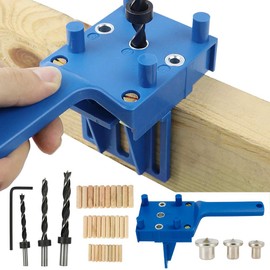 Drilling Template with Adjustable, Woodworking Doweling Jig Kit, Drill Hole Sizes Drill Guide Device with Drill Depth Stops for Vertical Hole Drilling Suitable for Diameter 6/8/10 mm Wood Dowels, 41