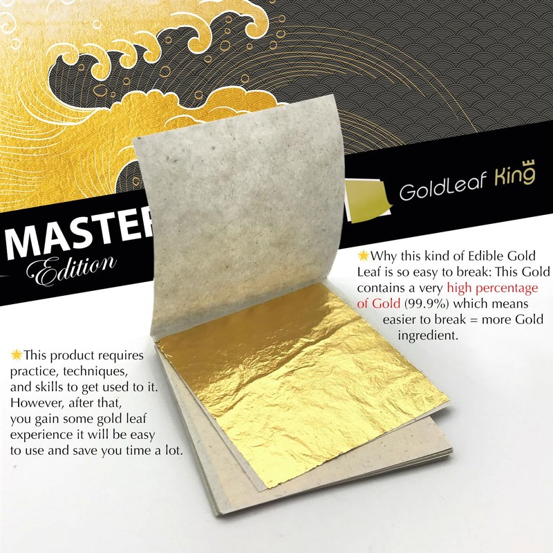 24K Edible Gold Leaf Sheet 99.99% GoldleafKing Masterpiece Edition 10,