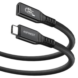 AGFINEST USB C Verlängerungs Kabel für Thunderbolt 5, USB-C Verlängerungskabel 240W /80GPS 16K/8K Display Rückwärts kompatible Thunderbolt 4/3, iPhone16,iPhone15,Switch,MacBook,VR und SSD