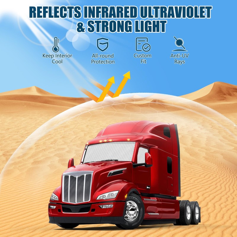 3 Pcs Windshield & Side Sun Shade for Peterbilt 579