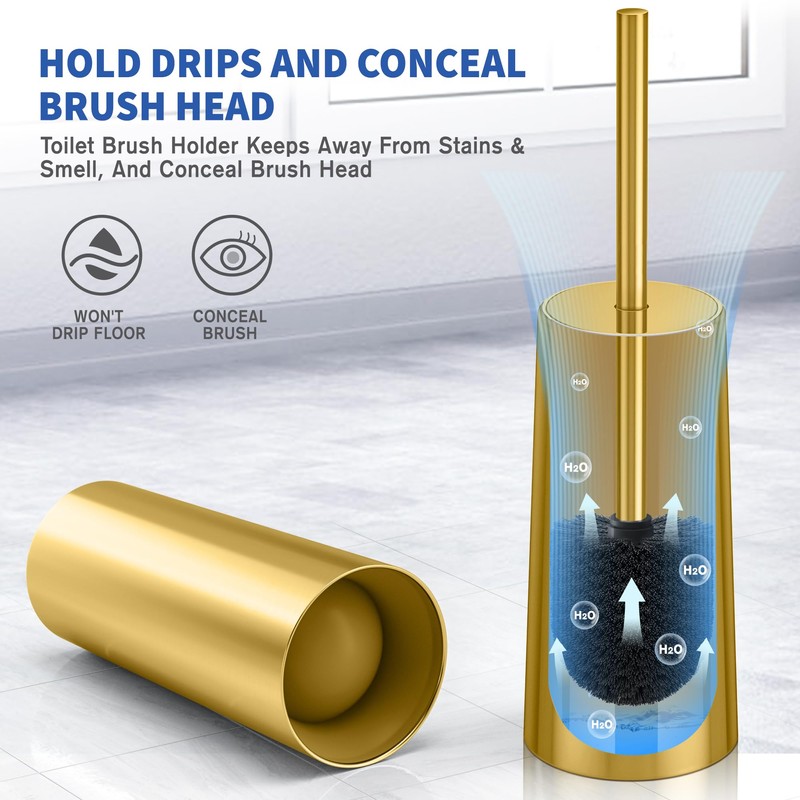 Toilet Brush and Holder, 2 Pack Toilet Brush Stainless Steel,