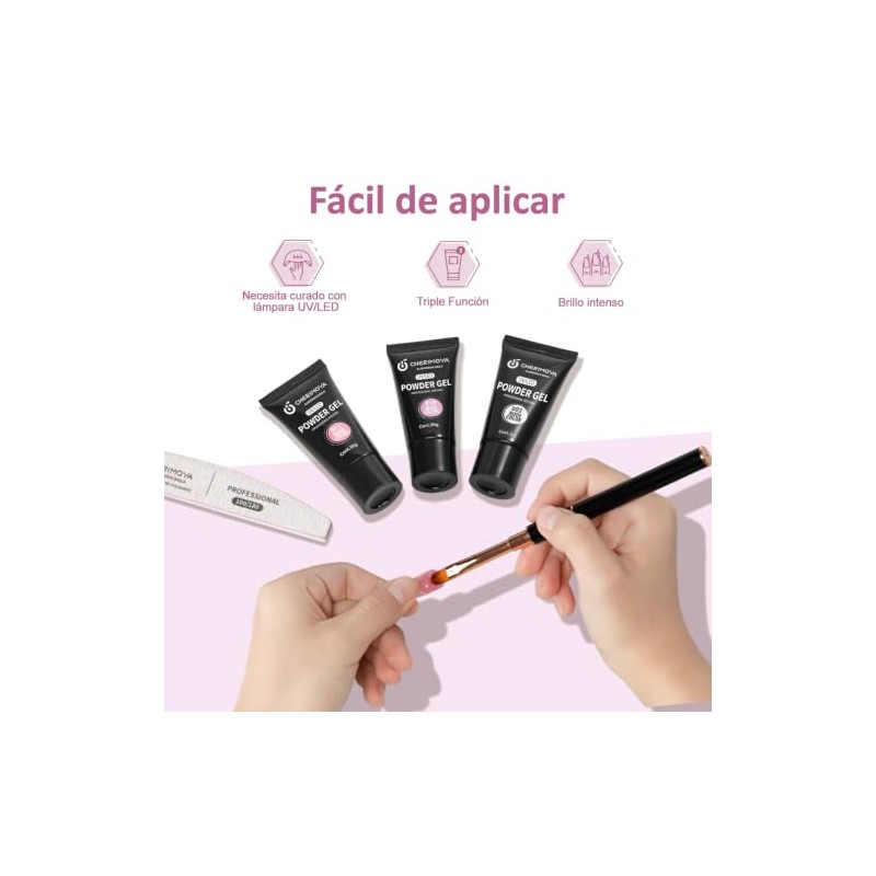 CHERIMOYA Poly Gel Constructor de Uñas 30g,Gel Fortalecedor para Extensión