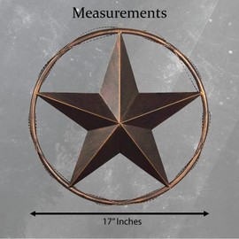 Urbalabs Metal Barn Star Western Decor Cast Wire Rope Circle Ring Rustic Wall Decor Texas Lone Star Bronze Brown Finish Metal Texas Home Wall Decor Indoor Outdoor Western Decor for Home (17)