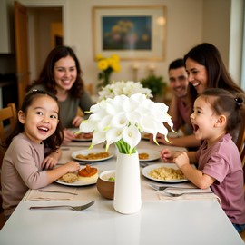 Floral Kingdom Artificial Calla Lily Flowers 20 Pack 14 Inch White - Real Touch Faux Flowers for Home Decor, Table Centerpieces, Entryway Consoles & Weddings