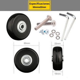 YL traV Ruedas de repuesto para maleta de equipaje, 50 x 18 mm, kit de reparación de rodamientos giratorios de goma, juego de 4