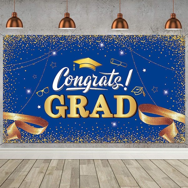 HOLIV Graduation Party Backdrop Banner Decoration Congrats Grad Sign Banner
