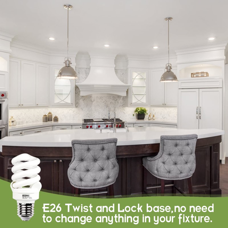 UNITEDLUX E26 Spiral CFL Light Bulbs Medium Base 13Watt (60Watt