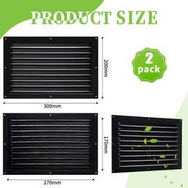 2 Pcs Attic Vent 8" X 12" Metal Shed Vents Louver Vent Grille Gable Vents with Screen Mesh for Indoor Outdoor Garage Attic Ceiling, Boost Ventilation and Guard Against Moisture (Black)