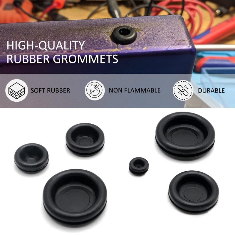 170PCS Rubber Grommet Kit, Closed Rubber Hole Plug, Rubber Grommets