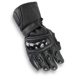 Leather Motorbike Gloves Waterproof Winter Thermal Carbon Shell protection (L)