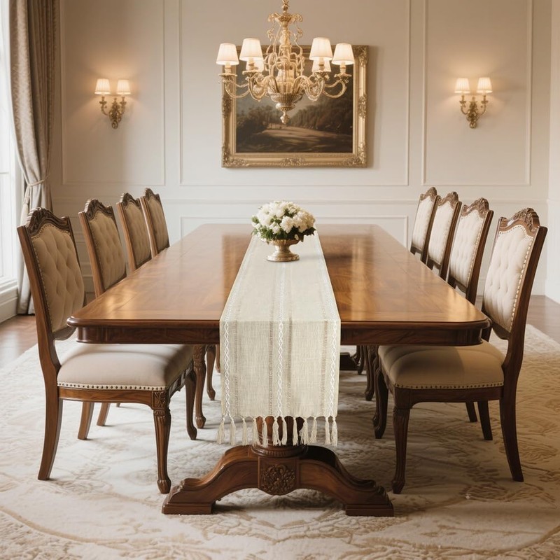 BSBUY Tablecloth Tassel Table Runner, Spring Kitchen Dining Table Decoration