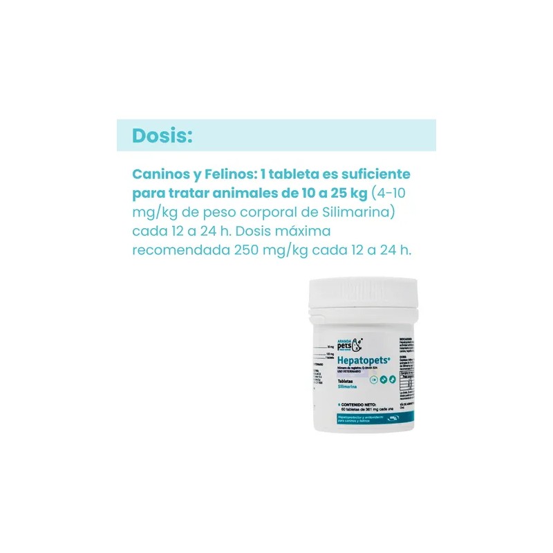 Hepatopets 60 Tab. Silimarina Hepatoprotector Y Antioxidante