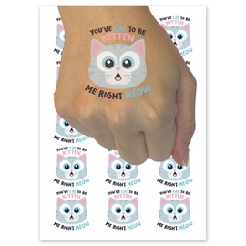 You've Cat To Be Kitten Me Right Meow Temporary Tattoo Water Resistant Fake Body Art Set Collection - 54 1" Tattoos (1 Sheet)