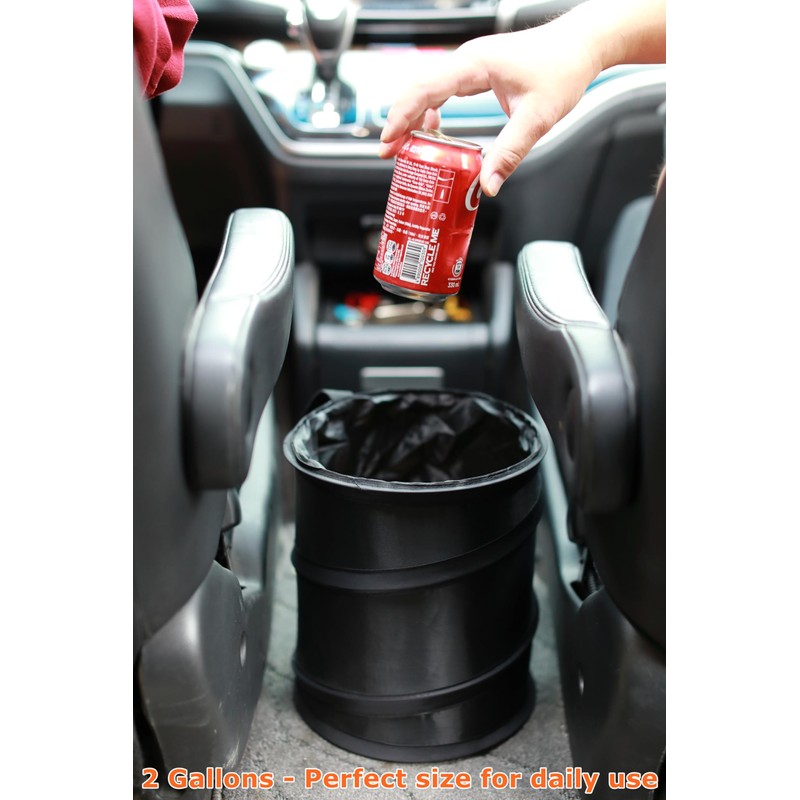 Ginsco 2 Gallons New Leakproof Car Trash Can, Compact Trash