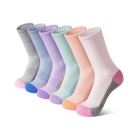 BOOPH 6 pares de calcetines deportivos acolchados para niños y niñas, calcetines cálidos y suaves para correr, Naranja Verde Azul Púrpura Gris Rosa, 4-7 Años
