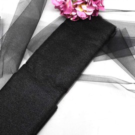 Crystal Organza Tulle Sheer Fabric Backdrop Curtains for Wedding Baby Shower Birthday Party Event Decor, 19” by 30 Yard (Black)