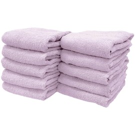 8 Year Towel, Hand Towel, 13.4 x 13.8 inches (34 x 35 cm), 100% Cotton, Thin, Quick Drying, Highly Absorbent, Durable, No Bulk, Lilac, Set of 10