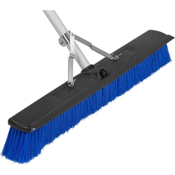 CFS 3621962414 Sweep Complete Aluminum Handle Floor Sweep with Squeegee, Plastic Bristles, 24" Length, 3" Bristle Trim, Blue (Case of 6)
