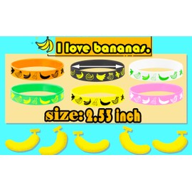 ATSMOICY 24PCS Banana Rubber Bracelets Silicones Wristbands Fruit Party Themed Birthday Baby Party Favors Supplies Decorations