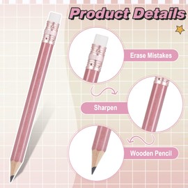 Outus 144 Pcs Mini Golf Pencils Bulk Half Pencils with Eraser #2 HB Pre Sharpened for Party Favors Office Supplies 4 Inch (Rose Gold)