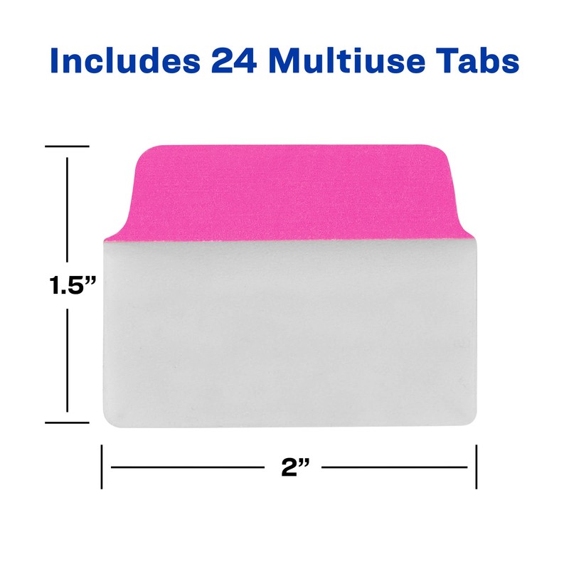 Avery Multiuse Ultra Tabs, 2" x 1.5", 2-Side Writable, Neon