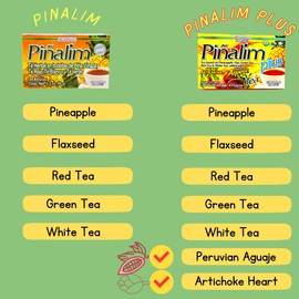 Pinalim Plus Tea Enhanced with Aguaje Peruano and Artichoke Heart la formula Original de Pinalim Mas Aguaje y Corazon de Alcachofa Mas Fuerte Healthy Cleansing Formula, Caffeine Free | 30 Ct.