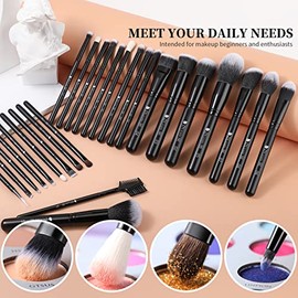 DUcare Brochas de maquillaje profesionales, juego de 27 brochas de maquillaje brocha Kabuki, base, mezcla de polvo, rubor, correctores, sombras de ojos