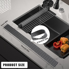 Kitchen Sink Splash Guard, 70 * 5cm Light Grey Draining Mats for Kitchen Sink Ternal Sink Mat Faucet Mat for Kitchen Sink for Living Room Kitchen Bathroom