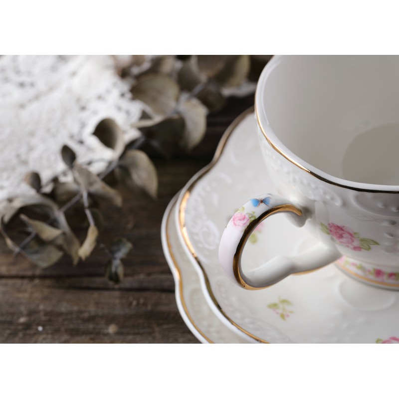 Jusalpha® Vintage Porcelain Flower Series Tea Sets, Tea Cup Saucer