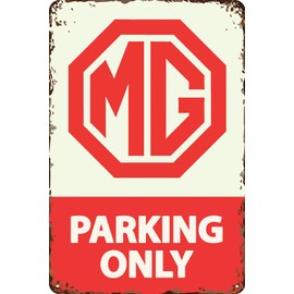 LUCKYLINDE Retro Tin Sign Suitable for MG Oldtimer Fans and Lovers, Workshop and Garages Sign, 20 x 30 cm - Parking Only (Red)