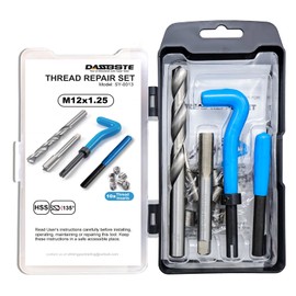 DASBSTE Thread Repair Set, Thread Repair Tools with M5 M6 M8 M10 M12 M14 to Choose From, for Aluminium, Plastic & Metal (M12 x 1.25)