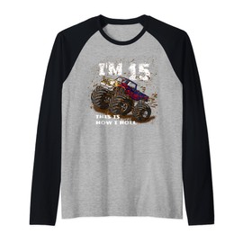15th Birthday Racing Car Truck Costume T shirt Boys Girls Raglan Baseball Tee