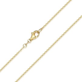 Materia #K61 Gold Anchor Chain Necklace 925 Sterling Silver 1 mm Gold Plated Available in 40 –80 cm, Sterling Silver