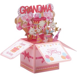 Lyyxjsltd Happy Birthday Grandma Pop up Card - 3D Floral Popup Greeting Card with Envelope, Best Gifts for Nana & Great Grandma, Creative Mother's Day Birthday Card for great grandma