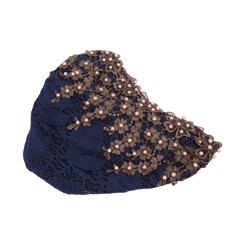 Turban Head Wraps Vintage Embroidered Soft Lace Material Beaded Fleece