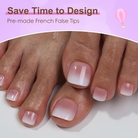 ZAHRVIA 120 Stück Falsche Fußnägel Kit, Künstlich Zehennägel zum Aufkleben, Press on Toenails Kurz Acryl Künstlich Fußnägel Tips für Damen Frauen Nagelkunst DIY (Rosa-Nude Verlauf,12 Größen)