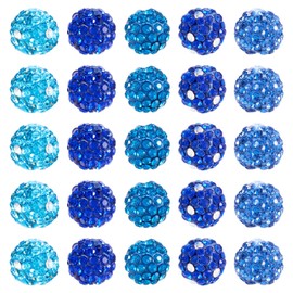 Craftdady - 100 abalorio de diamantes de imitación de arcilla polimérica azul de 10 mm, abalorio de diamantes redondos brillantes para collar, pulsera, llavero, decoración de boda