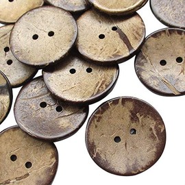 Chenkou Craft 100pcs 1 1/4"(30mm) Brown Natural Coconut Shell Coco Button 2 Holes Craft Clothe Sewing (1 1/4"(30mm))