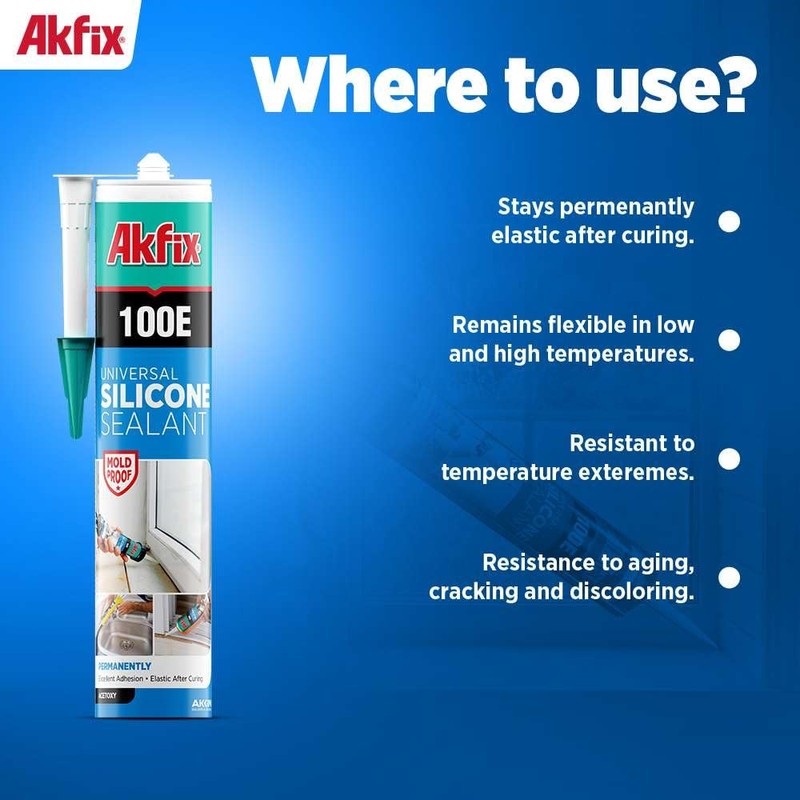 Akfix 100E RTV Clear Silicone Caulk (12x10.1 fl.oz.) - 100%