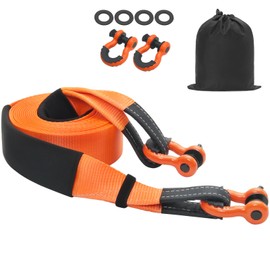 Happybuy Heavy Duty 3" x 30 ft Towing Strap Set, 36,000 lbs MBS! with Protective Gear & Pouch for Truck, Jeep, SUV, ATV