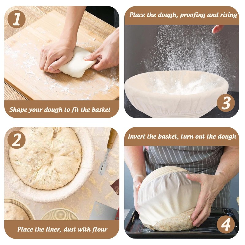 Bread Proofing Basket Cover, 4PCS Round Sourdough Proving Basket Cloth