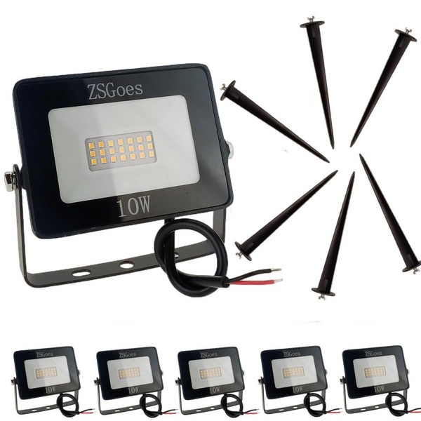 ZSGoes 6 Pack 10W Warm White LED Flood Light Outdoor