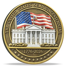 Strugglejewelry USA 250th Anniversary Challenge Coin, Liberty Bell & White House Patriotic Tribute for Proud Americans & Collectors